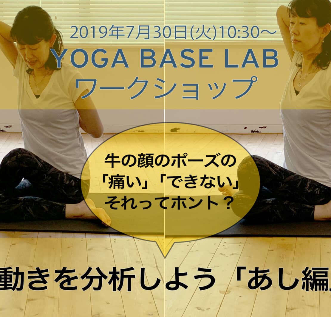 【120分ワークショップ】2019/7/30(火) 10:30〜12:30　牛の顔のポーズの「痛い」「できない」、それってホント？動きを分析しよう「「あし編」 1