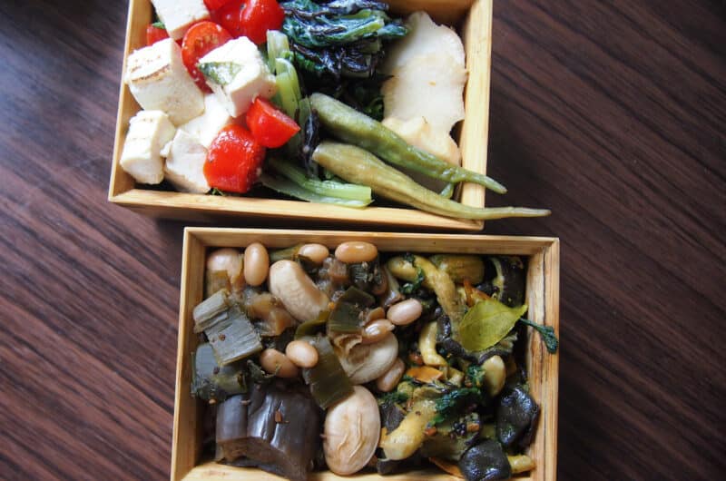 焼き豆腐のオリーブ味噌